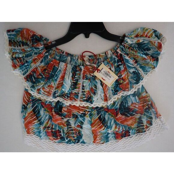 Anthropologie RAGA Women's Sz S Turquoise Paradise Peak Crop Top - Picture 3 of 5